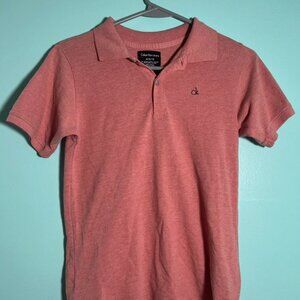 Calvin Klein Boys Pink Orange Button T Shirt Medium (10/12)